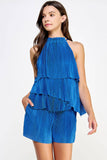 Pleated Alana Romper (Fuchsia or Marine Blue)