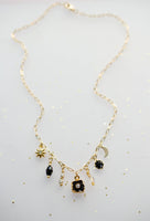 Jill Celestial Black and Gold Charm Necklace