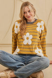 Daisy Patched Striped Sweater