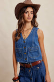 Maisy Button-Front Denim Vest