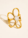Cael 18K Gold Non-Tarnish CZ Flower Statement Ring