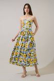 Lemon Zest Strapless Midi Dress