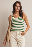 Striped Crochet Knit Tank (Navy or Green)