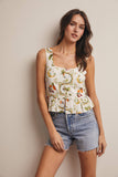 Tropical Print Lined Peplum Top