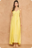 Woven Lattice Bodice Sleeveless Maxi Dress (Custard Yellow or Pacific Blue)