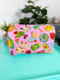 Quilted Toiletry Makeup Cosmetics Bags | Lucky Vibes Pink