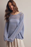 Open-Knit Sweater Top (Coral, Blue, Ivory)
