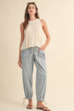 Denim Striped Parachute Pants