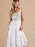 Embroidered Tiered Midi Dress