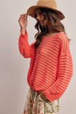 Open-Knit Sweater Top (Coral, Blue, Ivory)