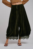 Lace Velvet Balloon Pants (Wine or Olive)