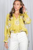 3D Floral Karlie 100% Cotton Blouse (2 Colors!)