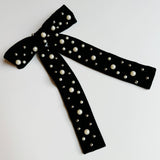 Pearl Velvet Bow Hair Clip