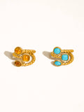 Tansia 18K Gold Non-Tarnish Natural Stone Statement Ring