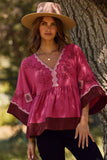 Color Block Airflow Oversized Peasant Blouse (Fuchsia, Black, or Olive)