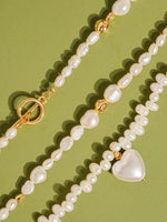 Agape 18K Gold- Natural Pearl Heart Choker