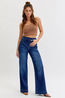 High Rise Pull-On Wide Leg Denim