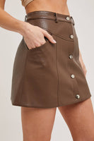 Faux Leather Button Mini