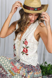 Eyelet Boho Embroidery Cotton Vest