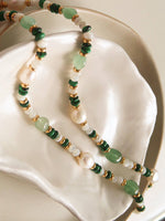 18K Josephine Bohemian Handmade Rose Pearl and Bead Necklace