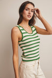 Striped Crochet Knit Tank (Navy or Green)