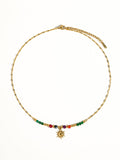 Olimpia 18K Gold Sun Necklace with Beads: Multi-Colored