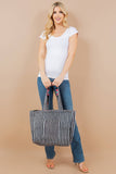 Black Floral Quilted Tote Bag