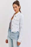 White Denim Frayed Jacket