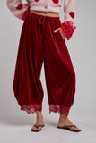 Lace Velvet Balloon Pants (Wine or Olive)