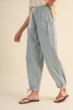 Denim Striped Parachute Pants