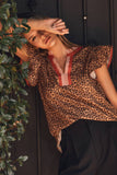 Leopard Ruffle Blouse