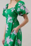Zama Floral Xena Puff Sleeve Maxi Dress