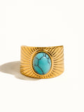 Reef 18K Gold Non-Tarnish Turquoise Stone Adjustable Ring