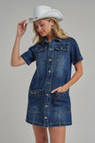 Maribeth Denim Dress with Horsebit Trim