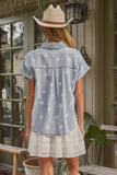 Star Print Button Down