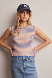 Knit Stripe Sleeveless Top (Peach Blue or Sage Lemon)