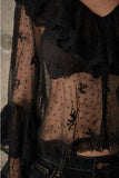 Brielie Sheer Lace Ruffle Blouse