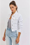 White Denim Frayed Jacket