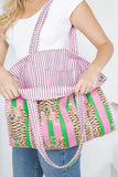 Pink/Green Tiger Reversible Quilted Cotton Tote Bag