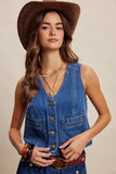 Maisy Button-Front Denim Vest