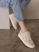 The Tammi | Light Grey Floral Applique Sneaker