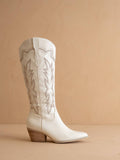 The Ainsley White | Embroidered Cowboy Western Boot