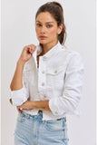 White Denim Frayed Jacket