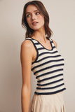 Striped Crochet Knit Tank (Navy or Green)