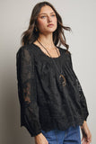 Lace Boho Blouse (Black or Ivory)