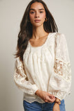 Lace Boho Blouse (Black or Ivory)
