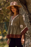 Color Block Airflow Oversized Peasant Blouse (Fuchsia, Black, or Olive)