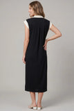 Carson Scuba Modal Dress (Wine & Black)