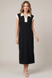 Carson Scuba Modal Dress (Wine & Black)