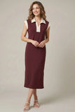 Carson Scuba Modal Dress (Wine & Black)